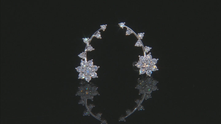 White Cubic Zirconia Rhodium Over Sterling Silver Climber Earrings 2.71ctw Video Thumbnail