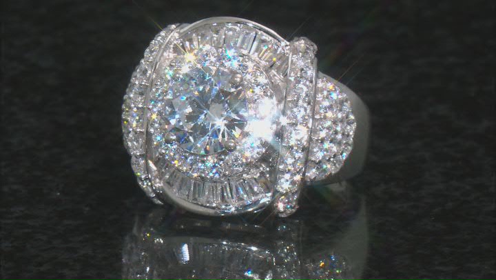 Cubic Zirconia Rhodium Over Sterling Silver Ring 7.54ctw (4.26ctw DEW) Video Thumbnail