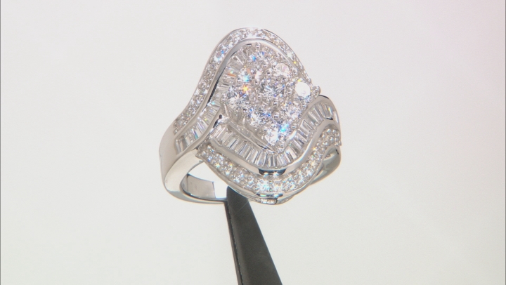 Cubic Zirconia Rhodium Over Sterling Silver Ring 4.90ctw (3.37ctw DEW) Video Thumbnail