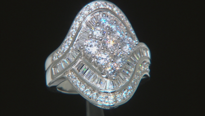 Cubic Zirconia Rhodium Over Sterling Silver Ring 4.90ctw (3.37ctw DEW) Video Thumbnail