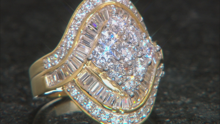 Cubic Zirconia 18k Yellow Gold Over Sterling Silver Ring 4.90ctw (3.37ctw DEW) Video Thumbnail