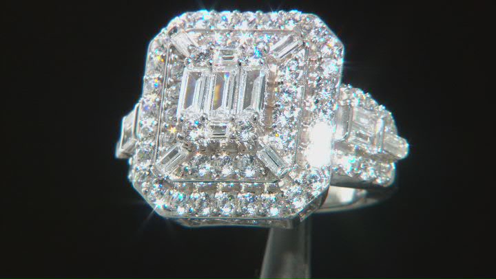 Cubic Zirconia Rhodium Over Sterling Silver Ring 5.87ctw (3.15ctw DEW) Video Thumbnail