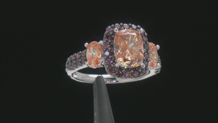 Brown And Mocha Cubic Zirconia Rhodium Over Silver Ring 5.99ctw Video Thumbnail