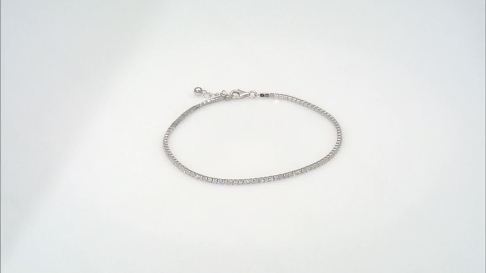 Cubic Zirconia Rhodium Over Silver Anklet 5.22ctw Video Thumbnail