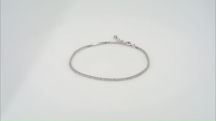 Cubic Zirconia Rhodium Over Silver Anklet 5.22ctw Video Thumbnail