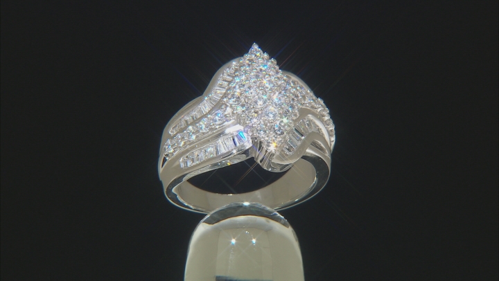 Cubic Zirconia Rhodium Over Sterling Silver Ring 3.60ctw (2.05ctw DEW) Video Thumbnail