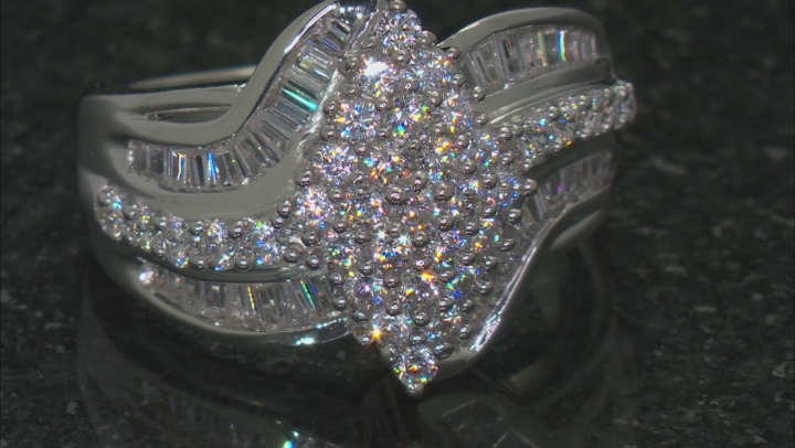 Cubic Zirconia Rhodium Over Sterling Silver Ring 3.60ctw (2.05ctw DEW) Video Thumbnail