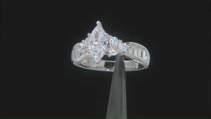 Cubic Zirconia Rhodium Over Sterling Silver Ring With Band 4.48ctw Video Thumbnail