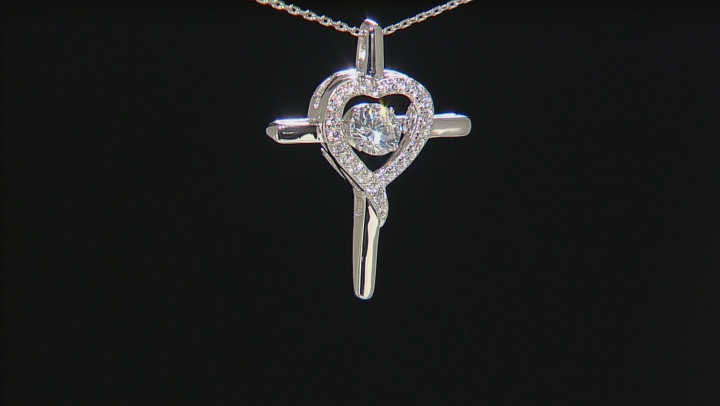 Cubic Zirconia Rhodium Over Sterling Silver Dancing Bella Pendant With Chain 1.70ctw Video Thumbnail