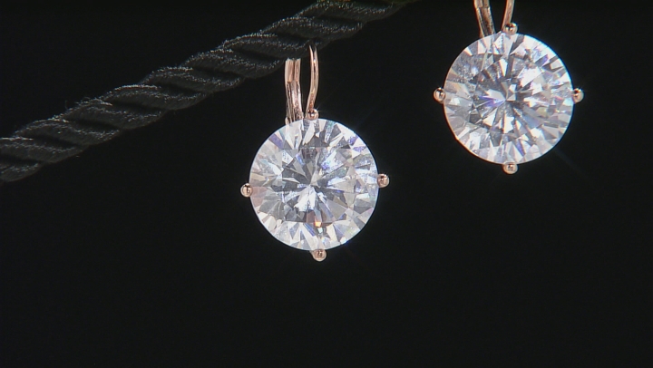 White Cubic Zirconia 18k Rose Gold Over Silver Earrings 32.22ctw Video Thumbnail