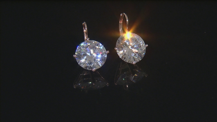 White Cubic Zirconia 18k Rose Gold Over Silver Earrings 32.22ctw Video Thumbnail