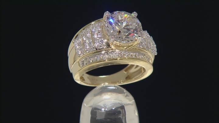 Cubic Zirconia 18k Yellow Gold Over Silver Ring 8.88ctw (5.17ctw DEW) Video Thumbnail