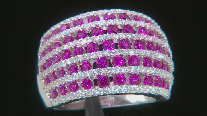 Pink And White Cubic Zirconia Rhodium Over Silver Ring 3.61ctw