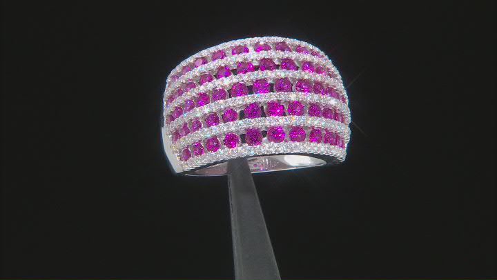Pink And White Cubic Zirconia Rhodium Over Silver Ring 3.61ctw