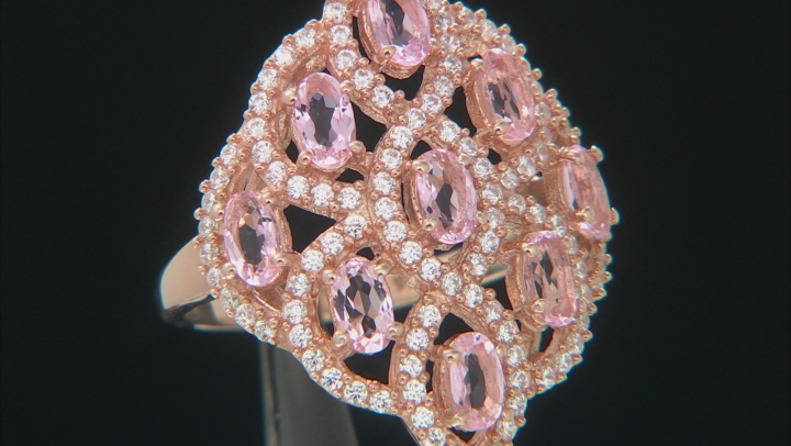 Pink And White Cubic Zirconia 18k Rose Gold Over Silver Ring 2.76ctw