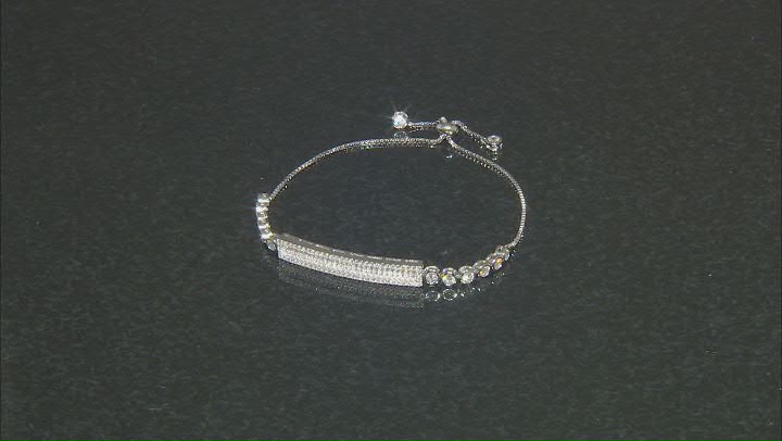 White Cubic Zirconia Rhodium Over Sterling Silver Adjustable Bracelet 3.34ctw Video Thumbnail