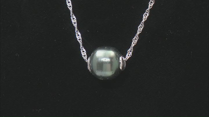 Cultured Tahitian Pearl Sterling Silver Pendant With Chain 22 inch Video Thumbnail
