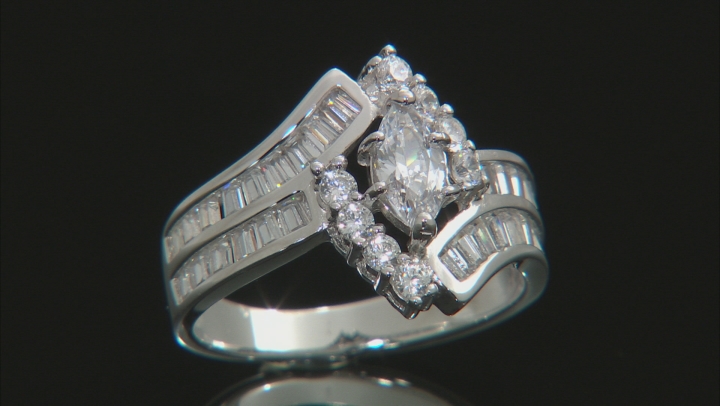 White Cubic Zirconia Rhodium Over Silver Ring 2.38ctw Video Thumbnail