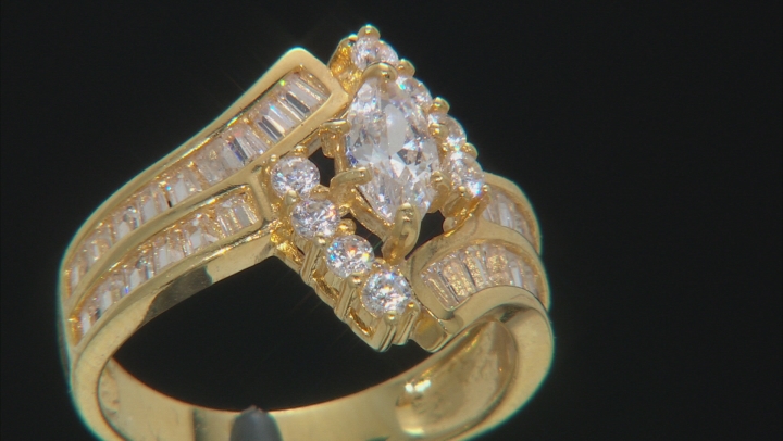 White Cubic Zirconia 18k Yellow Gold Over Silver Ring 2.38ctw Video Thumbnail