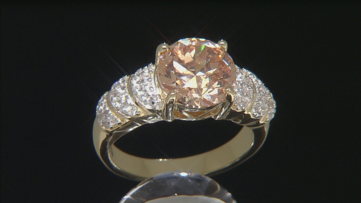 Brown And White Cubic Zirconia 18k Yellow Gold Over Silver Ring 2.57ctw (2.26ctw DEW) Video Thumbnail