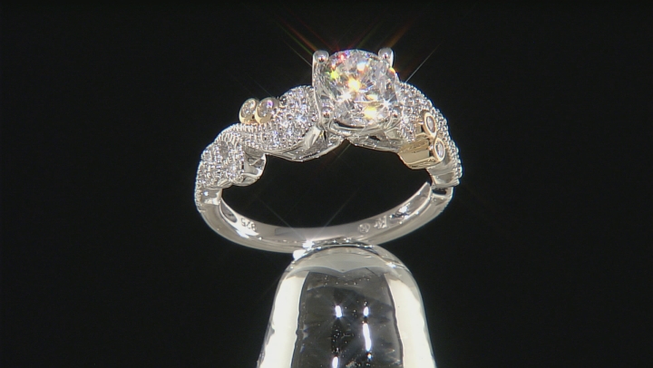 White Cubic Zirconia Rhodium And 14k Yellow Gold Over Silver Ring 2.43ctw Video Thumbnail