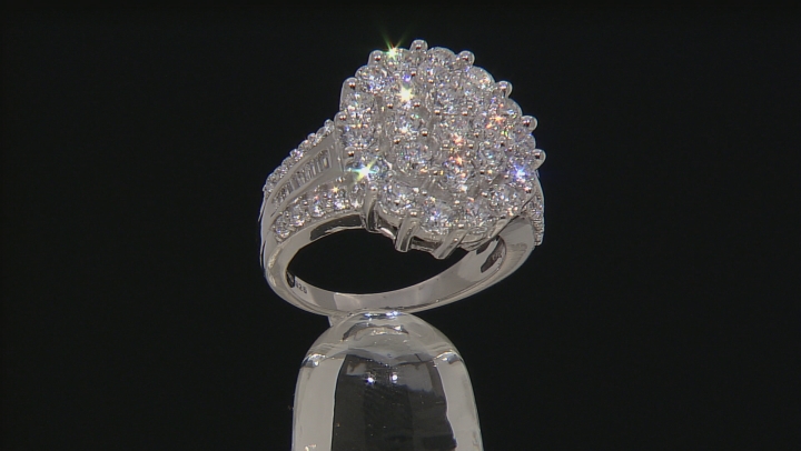 Cubic Zirconia Rhodium Over Sterling Silver Ring 7.28ctw (3.32ctw DEW) Video Thumbnail
