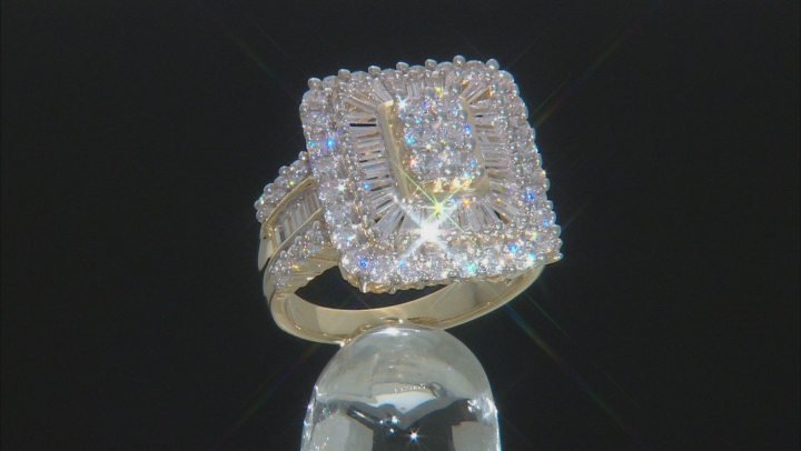Cubic Zirconia 18k Yellow Gold Over Silver Ring 5.90ctw (3.06ctw DEW) Video Thumbnail