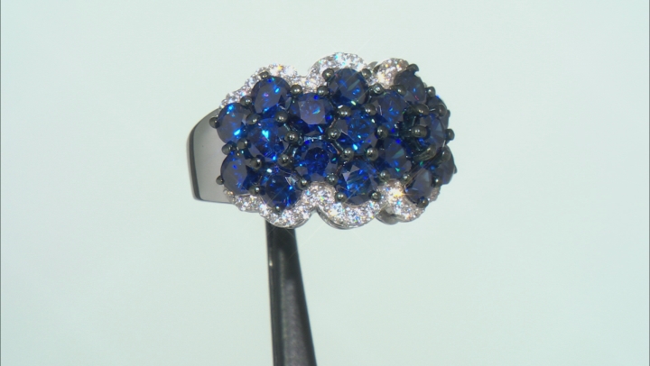 Blue And White Cubic Zirconia Silver Ring 8.20ctw Video Thumbnail