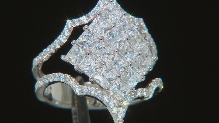White Cubic Zirconia Rhodium Over Sterling Silver Ring 5.16ctw Video Thumbnail