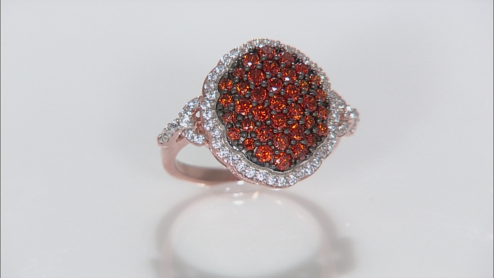 Red And White Cubic Zirconia 18k Rose Gold Over Silver Ring 3.74ctw (1.47ctw DEW) Video Thumbnail