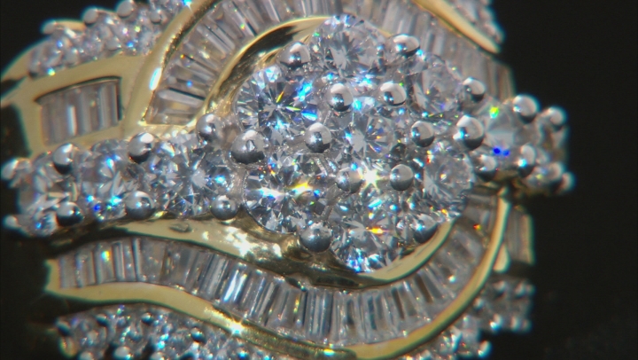 White Cubic Zirconia 18k Yellow Gold Over Silver 6.77ctw (4.71ctw DEW) Video Thumbnail