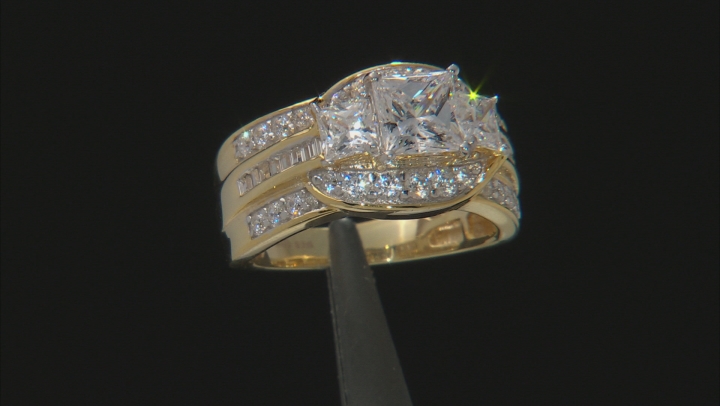 Cubic Zirconia 18k Yellow Gold Over Silver Ring 4.70ctw (2.89ctw DEW) Video Thumbnail
