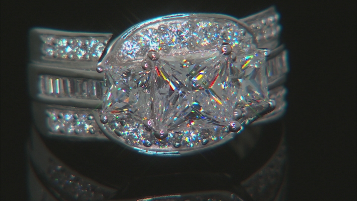 White Cubic Zirconia Rhodium Over Sterling Silver Ring 4.70ctw (2.89ctw DEW) Video Thumbnail