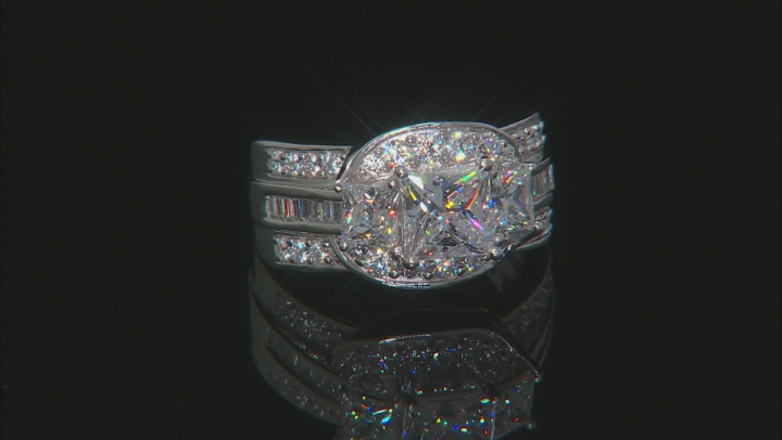 White Cubic Zirconia Rhodium Over Sterling Silver Ring 4.70ctw (2.89ctw DEW) Video Thumbnail