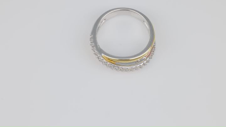 White Cubic Zirconia Rhodium And 18k Yellow And Rose Gold Over Silver Ring Video Thumbnail