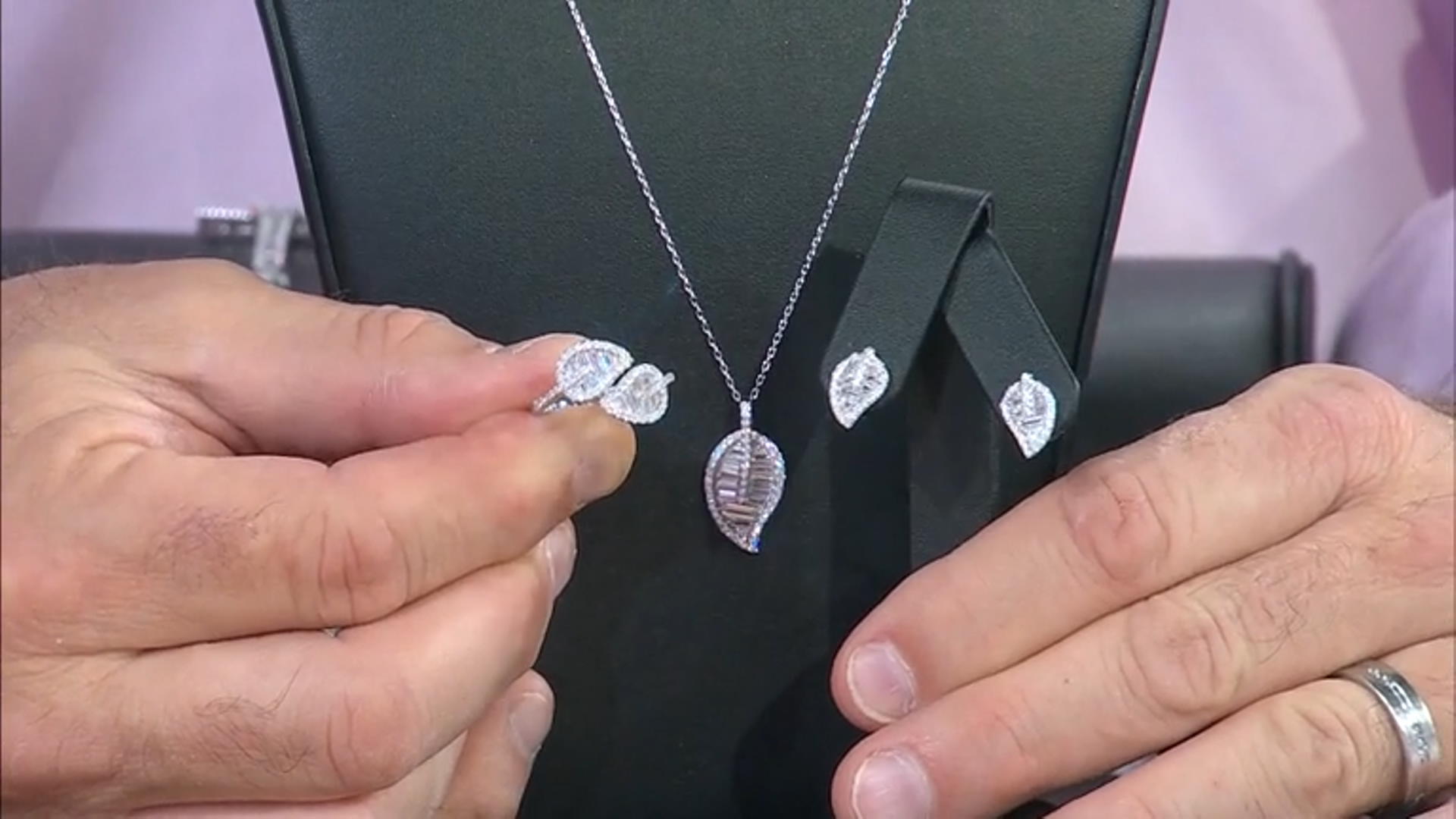 White Cubic Zirconia Rhodium Over Sterling Silver Jewelry Set 3.68ctw Video Thumbnail