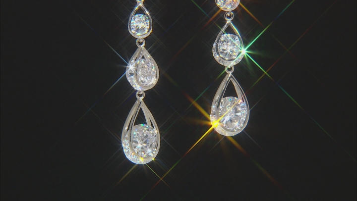 White Cubic Zirconia Rhodium Over Sterling Silver Earrings 20.20ctw Video Thumbnail