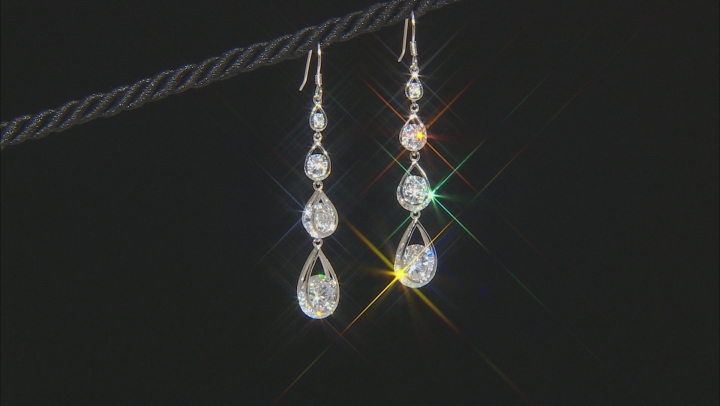White Cubic Zirconia Rhodium Over Sterling Silver Earrings 20.20ctw Video Thumbnail