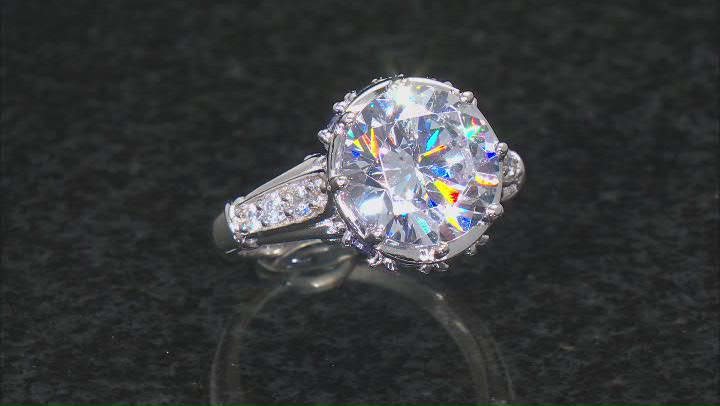 Blue And White Cubic Zirconia Rhodium Over Sterling Silver Ring 14.28ctw Video Thumbnail