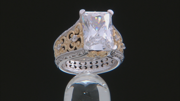 White Cubic Zirconia Rhodium And 18k Yellow Gold Over Sterling Silver Ring 14.82ctw Video Thumbnail