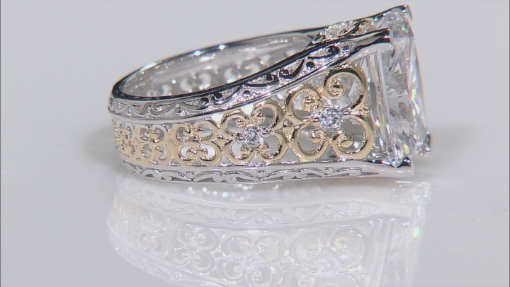 White Cubic Zirconia Rhodium And 18k Yellow Gold Over Sterling Silver Ring 14.82ctw Video Thumbnail