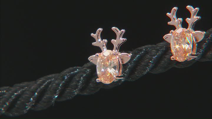 Champagne Cubic Zirconia 18k Rose Gold Over Sterling Silver Earings 1.20ctw Video Thumbnail