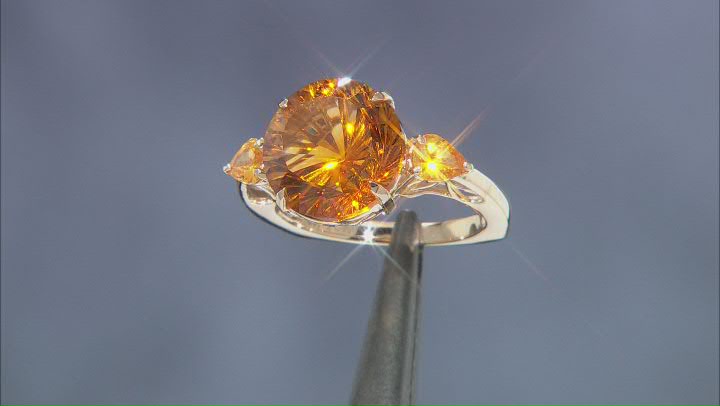 Orange Madeira Citrine Spinfire™ Cut 10k Yellow Gold Ring 5.57ctw Video Thumbnail