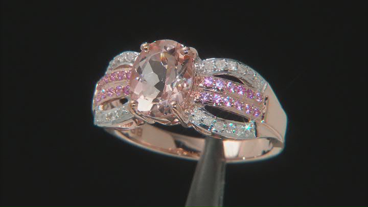 Peach Cor-de-Rosa Morganite 10k Rose Gold Ring 1.74ctw Video Thumbnail