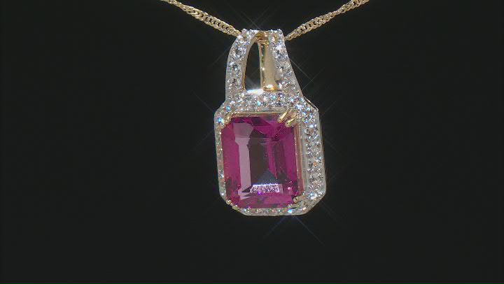 Pink Topaz 10k Yellow Gold Pendant With Chain 3.93ctw Video Thumbnail