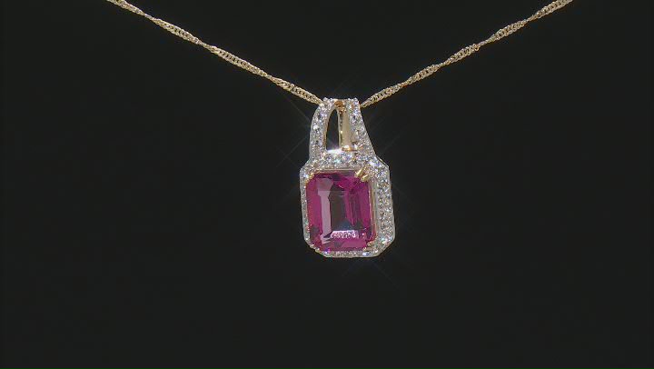 Pink Topaz 10k Yellow Gold Pendant With Chain 3.93ctw Video Thumbnail