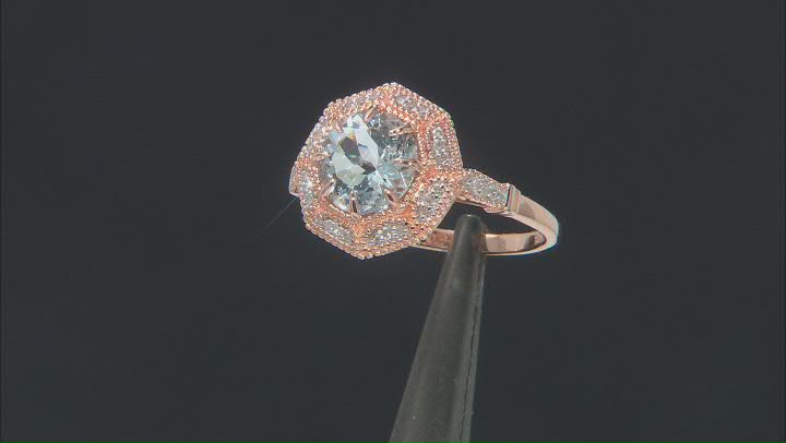 Blue Aquamarine 10k Rose Gold Ring 1.63ctw Video Thumbnail