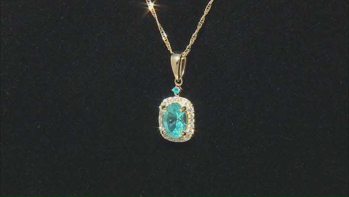 Blue Apatite 10k Yellow Gold Pendant With Chain 1.23ctw Video Thumbnail