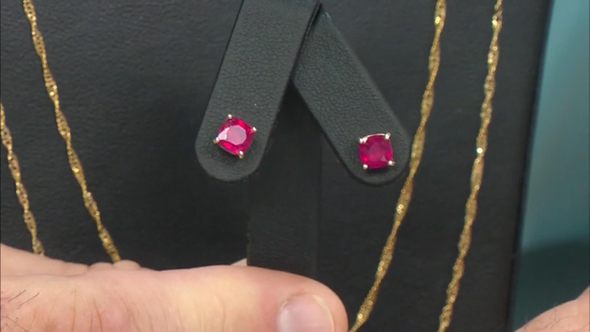 Red Mahaleo® Ruby 10k Yellow Gold Stud Earrings 2.40ctw Video Thumbnail