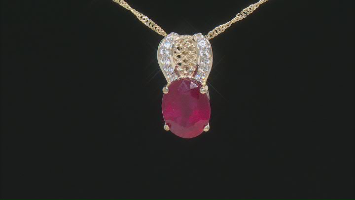 Red Mahaleo(R) Ruby 10k Yellow Gold Pendant With Chain 2.31ctw Video Thumbnail